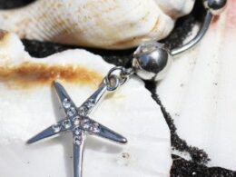 316L Stainless Steel Sparkling Starfish Dangle Navel Ring