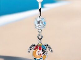 316L Stainless Steel Aloha Sea Turtle Dangle Navel Ring