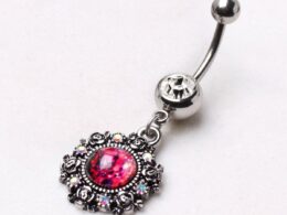 316L Stainless Steel Victorian Style Pendant Dangle Navel Ring