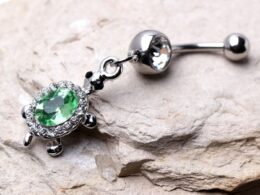 316L Stainless Steel Dazzling Green Turtle Dangle Navel Ring