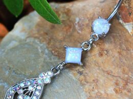 316L Stainless Steel Aurora Teardrop Dangle Navel Ring