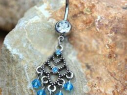 316L Stainless Steel Aqua Chandelier Dangle Navel Ring