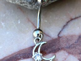 316L Stainless Steel Moon and Star Dangle Navel Ring