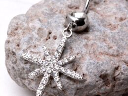 316L Stainless Steel Glittering North Star Dangle Navel Ring