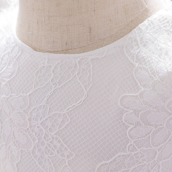 Baby Girl Bow Patched Design Long Sleeves Full Moon Christening Mesh Formal Dress - Image 4