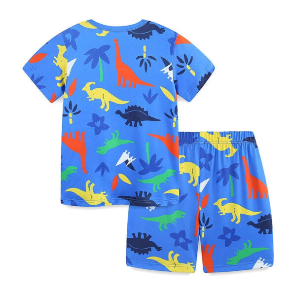 Summer Baby Kids Colorful Dinosaurs Pattern T-shirt and Shorts Casual Clothing Set for Boys - Image 2