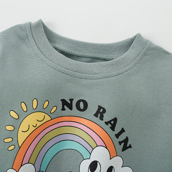 Autumn and Spring Arrival Flowers and Rainbow Cartoon Pattern Long Sleeves Pullover for Stylish Girls - Image 2