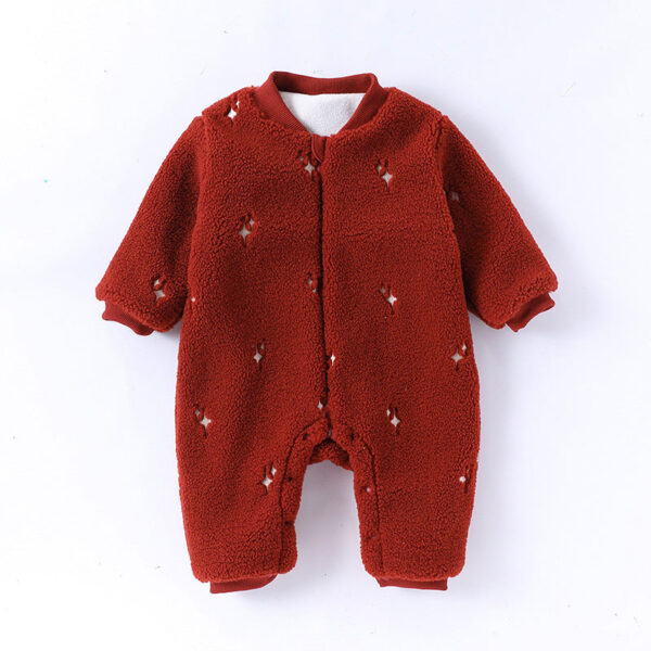 Autumn and Winter Arrival Unisex Baby’s Warm Fleece-lined Starlight Pattern Rompers - Image 2