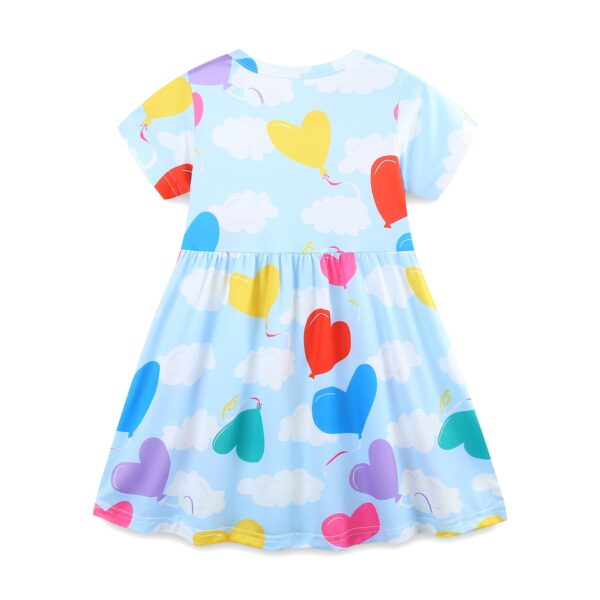 Summer Arrival Colorful Hearts Pattern Short Sleeves Dress for Stylish Girls - Image 2