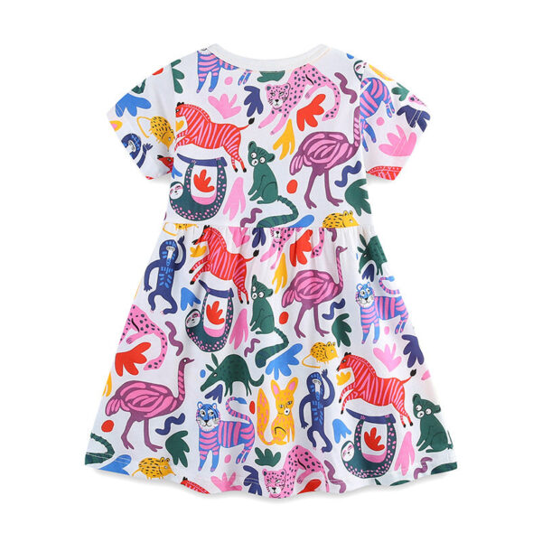 Summer Pure Cotton Cute Various Cartoon Animals Pattern Sleeveless Dress for Stylish Girls - Image 2