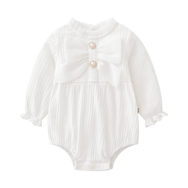 Baby Solid Color Big Bow Patched Design Beautiful Princess Onesies - Image 8