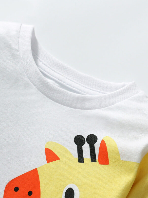 Kids’ Animals Cartoon Pattern Short Sleeves T-shirt in European and American Style for Summer - Image 2