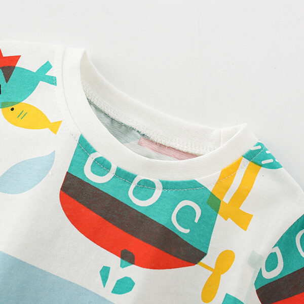 Summer Baby Kids Fish Cartoon Pattern T-shirt and Shorts Clothing Set for Boys - Image 3