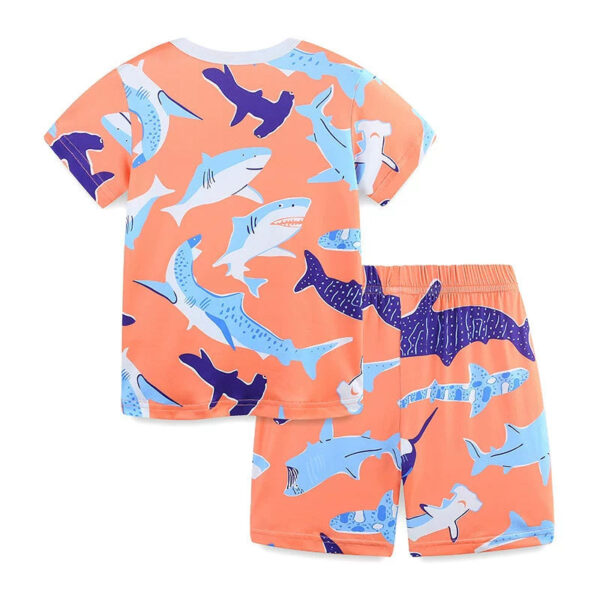 Summer Baby Kids Cartoon Whales Pattern T-shirt and Shorts Casual Clothing Set for Boys - Image 2