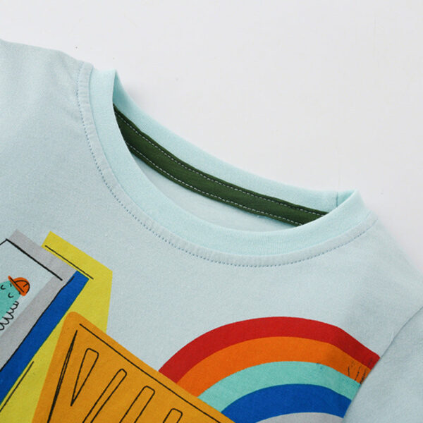 Baby Boy Car Print Pattern Blue Crewneck Summer Clothing Sets - Image 2