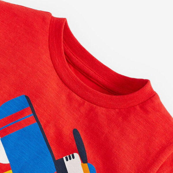 Baby Boy Cartoon Graphic Red Fashion Cotton T Shirt - Image 2