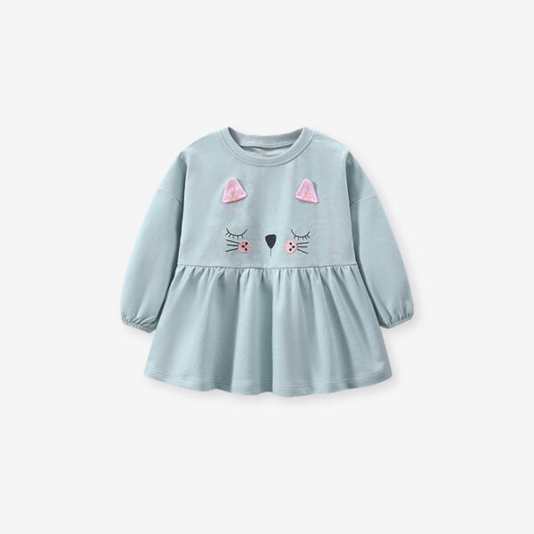 Baby Girl Cat Pattern Design Pullover With Long Leggings Sets - Image 2