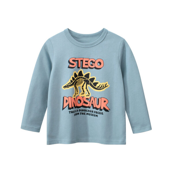 Autumn Baby Kids Boys Letters and Cartoon Print Long Sleeves Crew Neck Base Top Shirt - Image 10