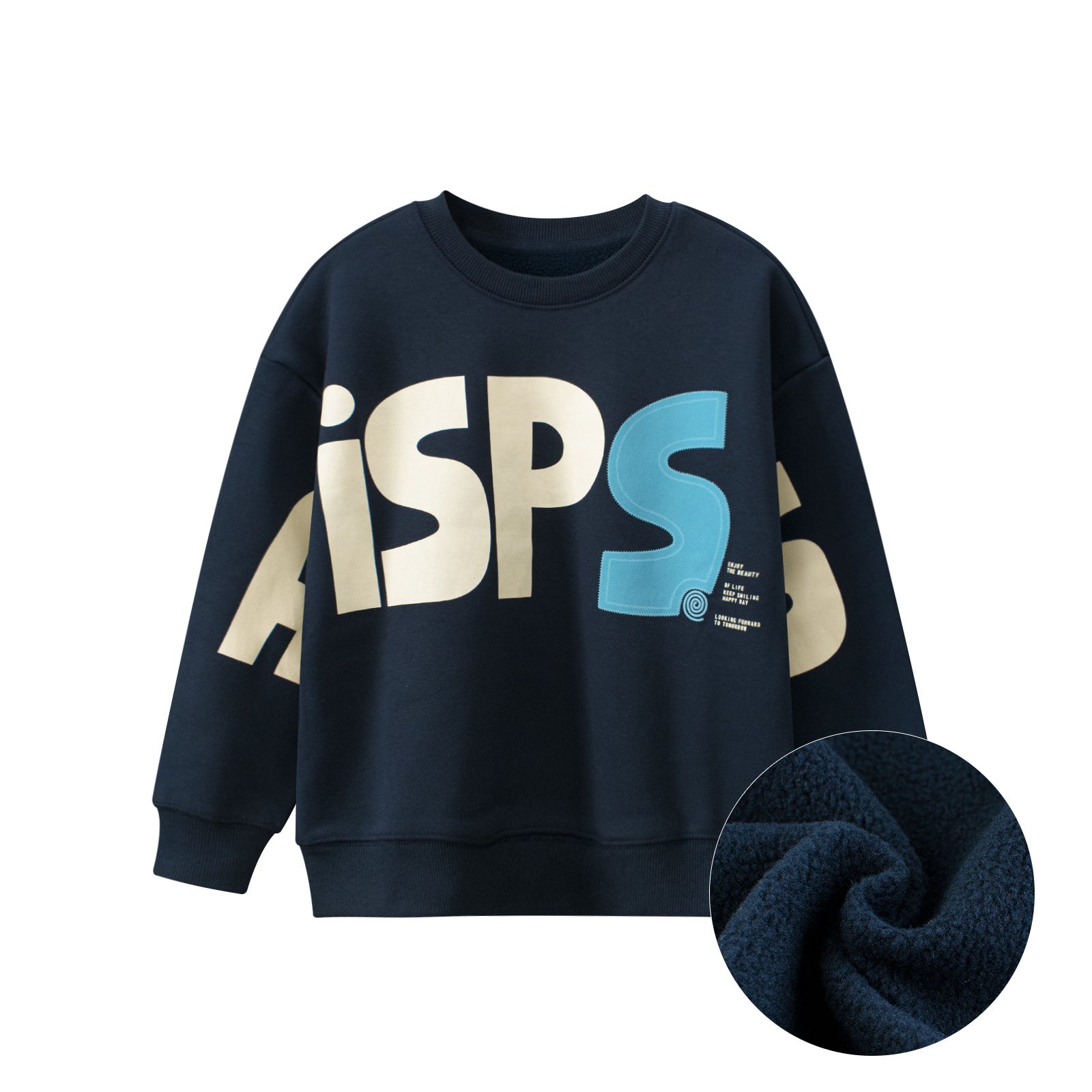 Baby Boy Kids Letters Printing Crew Neck Long Sleeve Fleece Pullover - Image 2