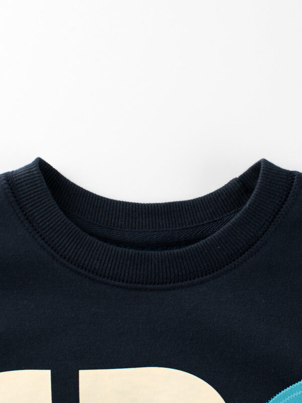 Baby Boy Kids Letters Printing Crew Neck Long Sleeve Fleece Pullover - Image 3