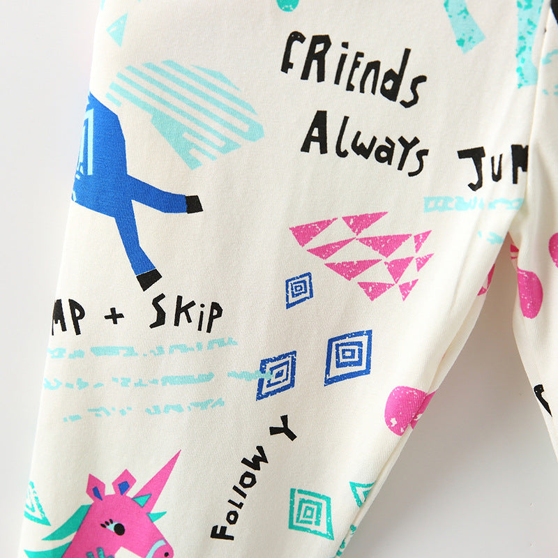 Autumn Arrival Baby Kids Girls Cartoon Pattern Cute Pants - Image 3