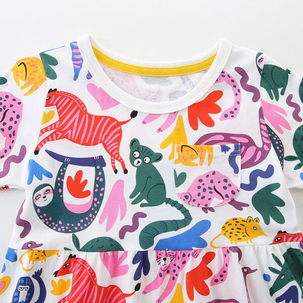 Summer Pure Cotton Cute Various Cartoon Animals Pattern Sleeveless Dress for Stylish Girls - Image 3
