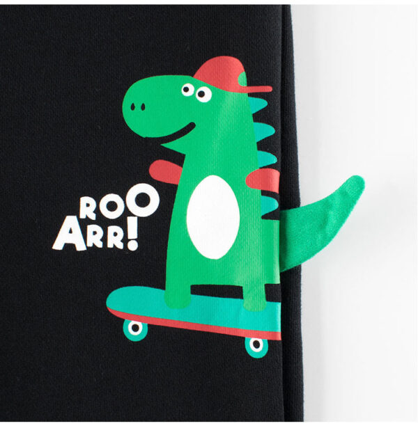 Children Boys Dinosaur Skating Cartoon Sports Trousers With Pockets - Image 3