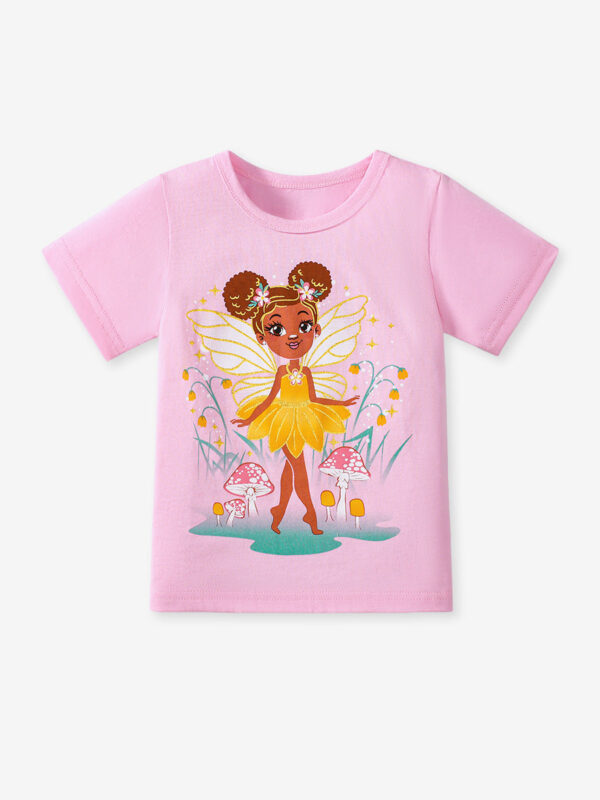 Kids’ Mermaid Cartoon Pattern Short Sleeves T-shirt in European and American Style for Summer - Image 2