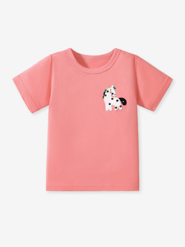 Girls’ Dots Cartoon Pattern Short Sleeves T-shirt in European and American Style for Summer - Image 2