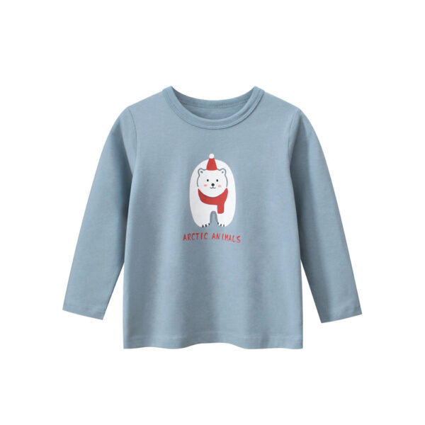 Kids Girls Polar Bear Cartoon Print Crew Neck Long Sleeves Shirt - Image 6