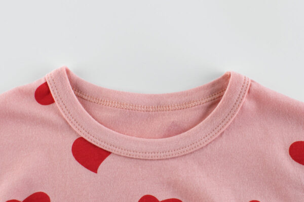 Baby Girls Heart Print Round Collar Short-Sleeved Tee Shirts - Image 3