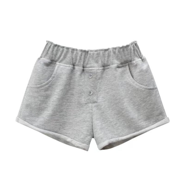 Baby Girl Solid Color Button Design Flap Short Pants With Pockets - Image 21