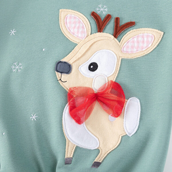 Spring and Autumn Girls Animals Cartoon Pattern Long Sleeves Sweatshirt and Floral Pants Christmas Clothing Set - Image 3
