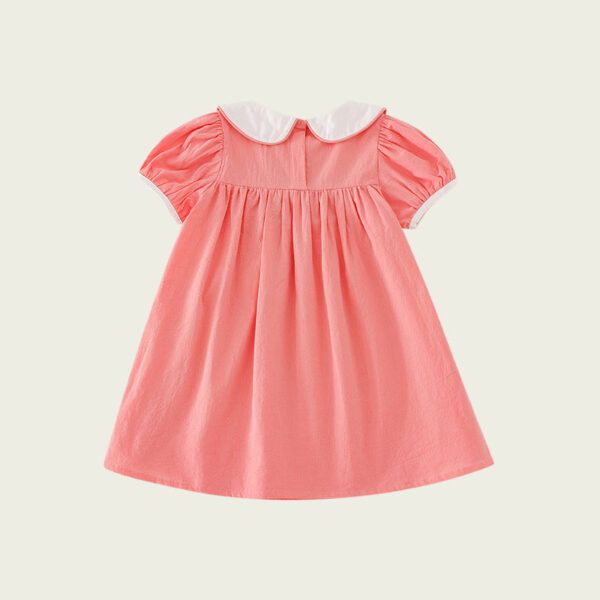 New Arrival Summer Baby Kids Girls Short Sleeves Mermaid Embroidery Dress - Image 4