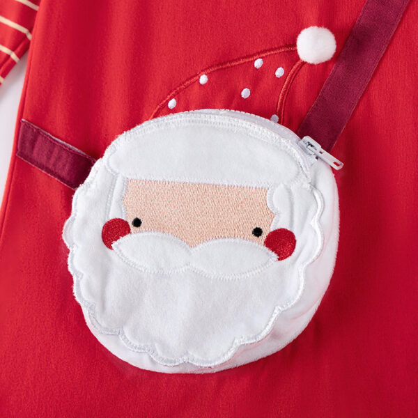 Autumn and Spring Arrival Christmas Cartoon Pattern Striped Long Sleeves Dress for Stylish Girls - Image 3