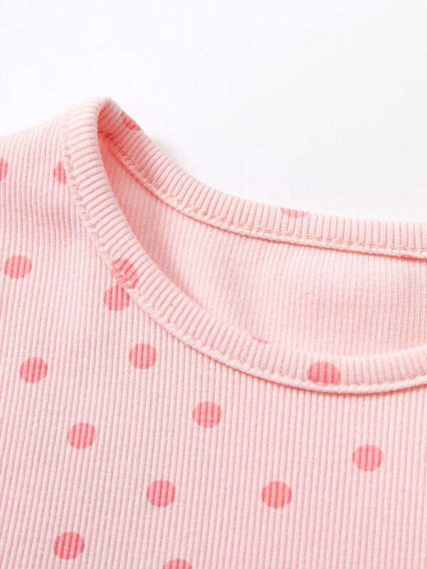 Spring And Summer Baby Girls Short Sleeves Polka Dots Rainbow Chiffon Dress - Image 2
