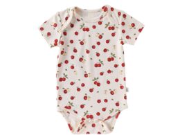 Summer Arrival Baby Unisex Crew Neck Short Sleeves Fruits Pattern Onesies Bodysuits