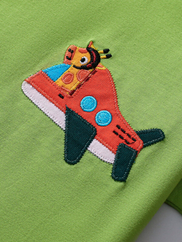 Boys Kids’ Air Plane Cartoon Embroidered T-shirt in European and American Style for Summer - Image 2