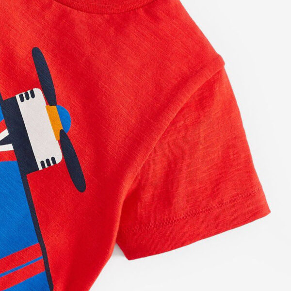 Baby Boy Cartoon Graphic Red Fashion Cotton T Shirt - Image 3