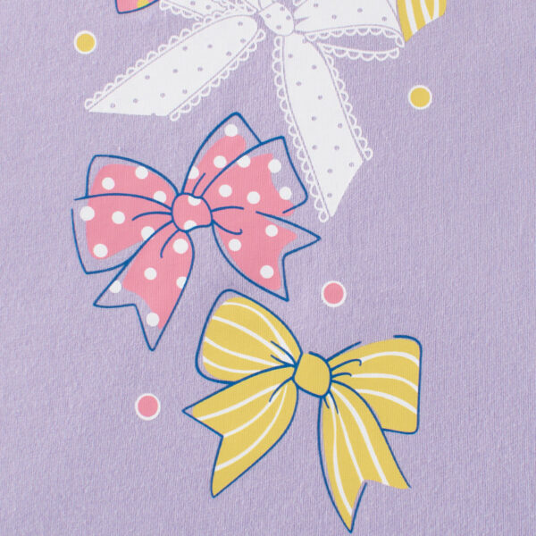 Baby Girl Solid Color Bow Tie Pattern Short Sleeve Tee - Image 3