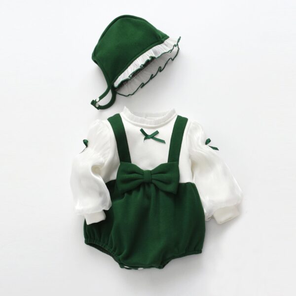 Baby False Pieces Design Bow Patched Design Long Sleeve Onesies - Image 10