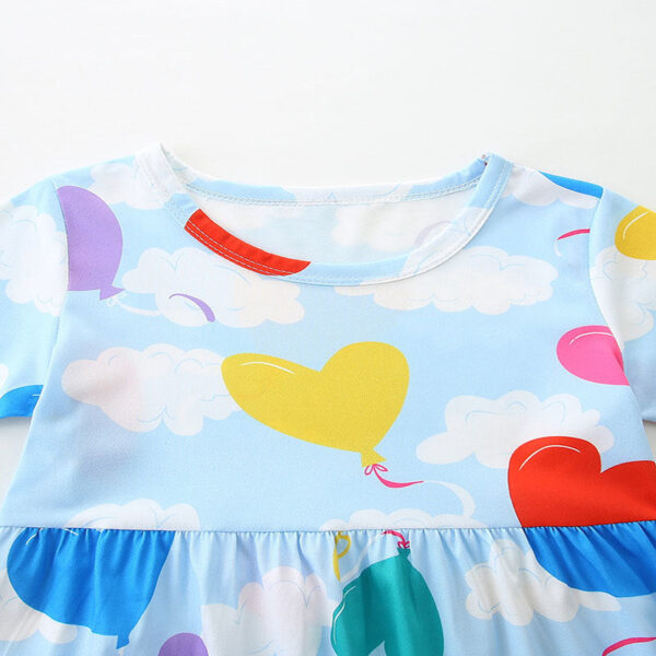 Summer Arrival Colorful Hearts Pattern Short Sleeves Dress for Stylish Girls - Image 3