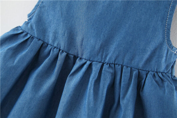 Baby Girl Solid Blue Denim Dress In Summer - Image 5