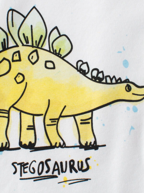 Boys’ Dinosaurs Cartoon Print Beige T-Shirt In European And American Style - Image 4
