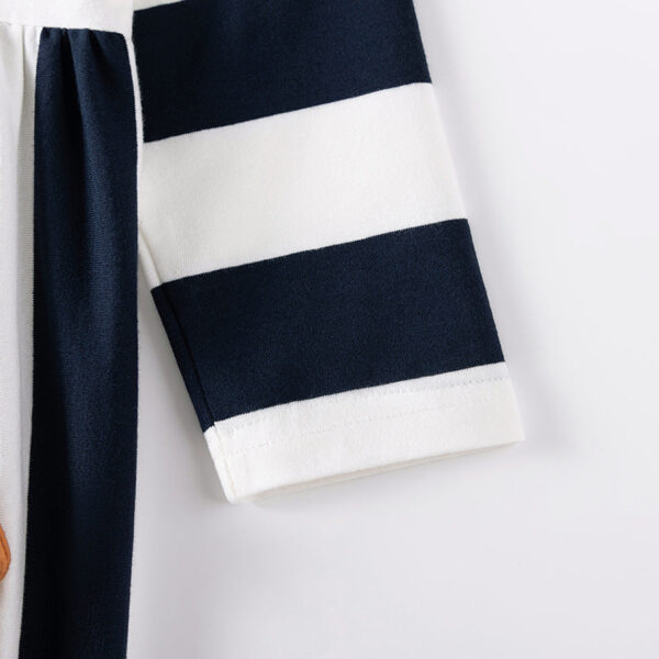 Autumn and Spring Arrival Teddy and Striped Pattern Long Sleeves Dress for Stylish Girls - Image 4