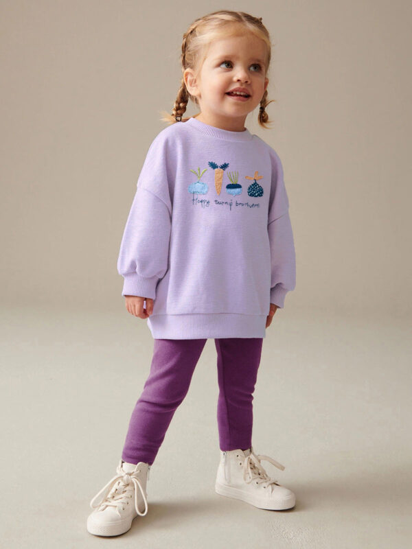 Spring and Autumn Girls Cartoon Turnip Brothers Pattern Long Sleeves Crew Neck Top Sweatshirt and Pants Clothing Set - Image 5