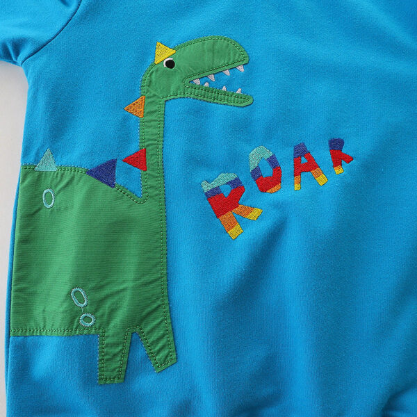 Baby Boy Cartoon Dinosaur & Slogan Pattern Pullover Hoodies - Image 4