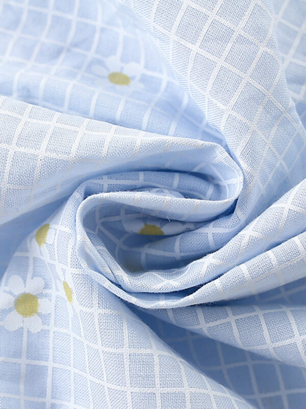 Summer New Arrival Girls’ Simple Plaid Short Sleeves Light Blue Dress - Image 4