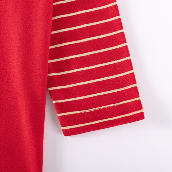 Autumn and Spring Arrival Christmas Cartoon Pattern Striped Long Sleeves Dress for Stylish Girls - Image 4