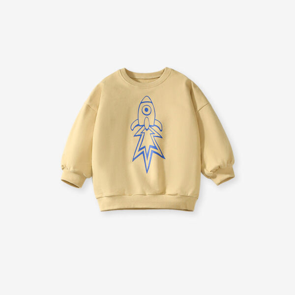 High Quality Spring And Autumn Boys Rocket Print Long Sleeves Top Sweatshirt And Pants Clothing Set - Image 2